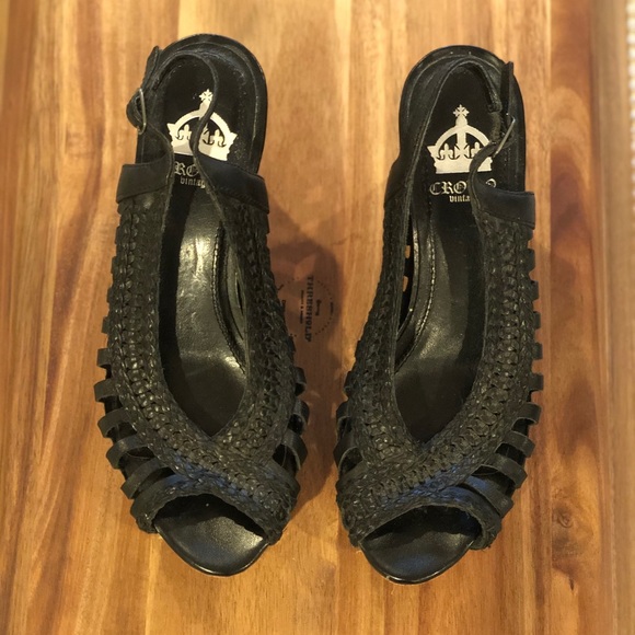 Crown Vintage Black Wedges - Picture 4 of 6